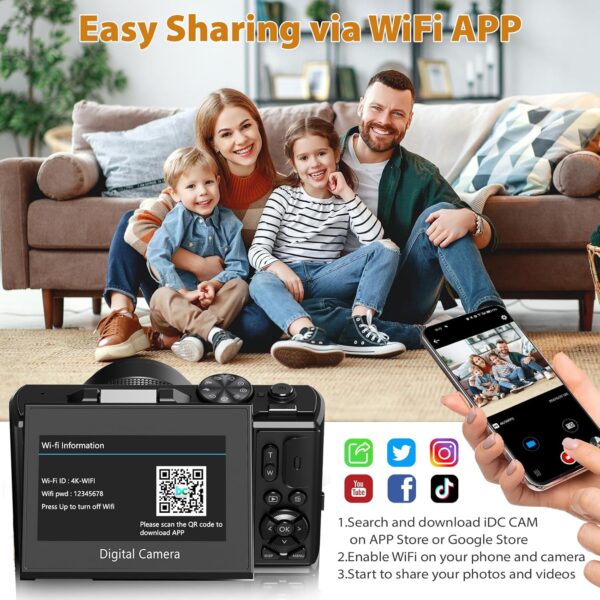 Elevate Your Content: The Ultimate 4K 64MP Vlogging Camera with Flip Screen and Zoom Features - Image 7