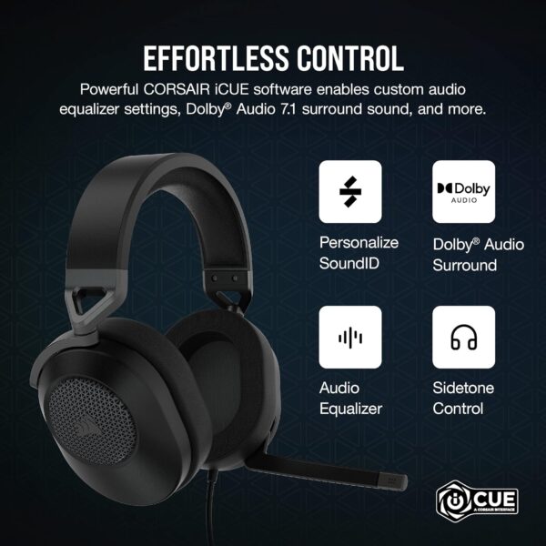 "CORSAIR HS65 SURROUND: The Ultimate Multiplatform Wired Gaming Headset with Dolby Atmos and Custom SoundID" - Image 7