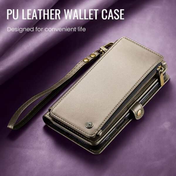 Chic Elegance: RFID-Blocking Desert Titanium Wallet Case for iPhone 16E with Stylish Flip Design and Wrist Strap - Image 7