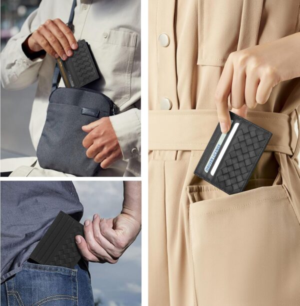 Unaone Slim Minimalist Wallet - Credit Card Holder, Leather Front Pocket Wallet Card Case for Men & Women, Black - Image 4