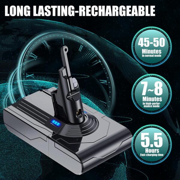 EGR Upgraded 7000mAh V8 Battery Replacement Compatible with Dyson V8 Animal Battery Replacement V8 Absolute V8 Motorhead V8 Fluffy SV10 Carbon Fiber Vacuum Cleaner 2 Filters and 3 Screws Included - Image 3