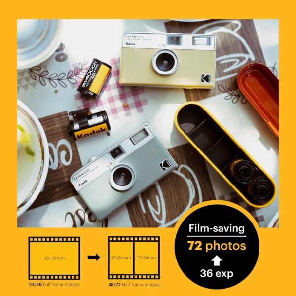 KODAK EKTAR H35 Half Frame Film Camera, 35mm, Reusable, Focus-Free, Lightweight, Easy-to-Use (Sage) (Film & AAA Battery are not Included) - Image 7