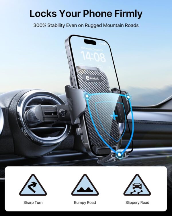 andobil Phone Holders for Your Car - Round Air Vent Phone Mount with Ultra-Strong Metal Clip, 360° Rotation & Anti-Shake Design for iPhone 16/15/14/13/12 Pro Max/Samsung Galaxy S24/Android - Image 4