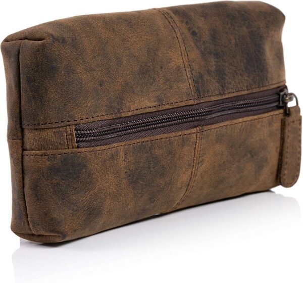 KomalC Genuine Buffalo Leather Zip-Lock Cosmetic & Pencil Pouch – Versatile Makeup and Stationery Case - Image 8