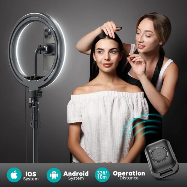 Weilisi 10" Selfie Ring Light with Tripod Stand, 72'' Tall & Phone Holder, 38 Color Modes, Stepless Dimmable/Speed LED Ring Light for iPhone & Android,YouTube, Makeup,TIK Tok - Image 4