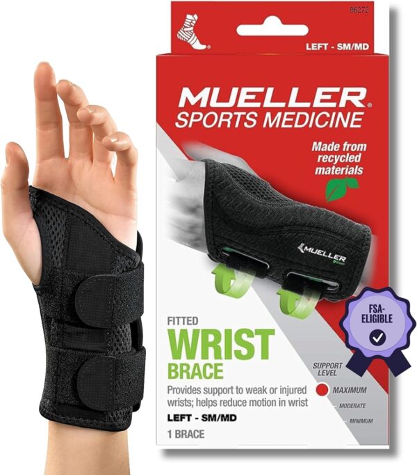 MUELLER Sports Medicine Green Fitted Wrist Brace for Men and Women, Support and Compression for Carpal Tunnel Syndrome, Tendinitis, and Arthritis