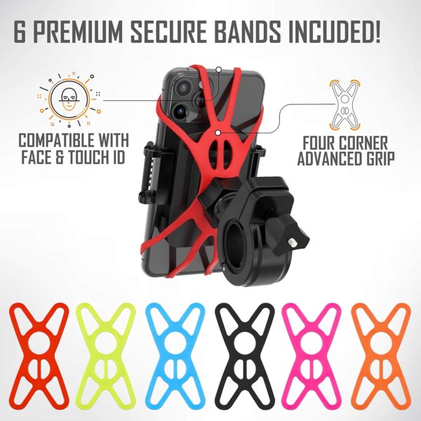 TruActive Premium Bike Phone Mount Holder | Universal Cell Phone Mount for 4"-7" Phones | Includes 6 Reusable Color Bands | Tool Free Handlebar Mount for Bicycle, Motorcycle, Electric Scooter, ATV - Image 5