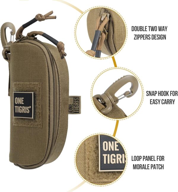 OneTigris Eyeglasses Hard Case Tactical Molle Zipper Sunglasses Carrying Case 1000D Nylon with Clip - Image 4