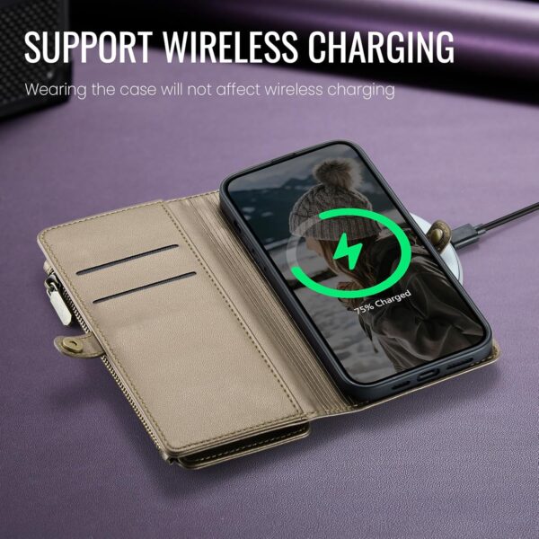 Chic Elegance: RFID-Blocking Desert Titanium Wallet Case for iPhone 16E with Stylish Flip Design and Wrist Strap - Image 9