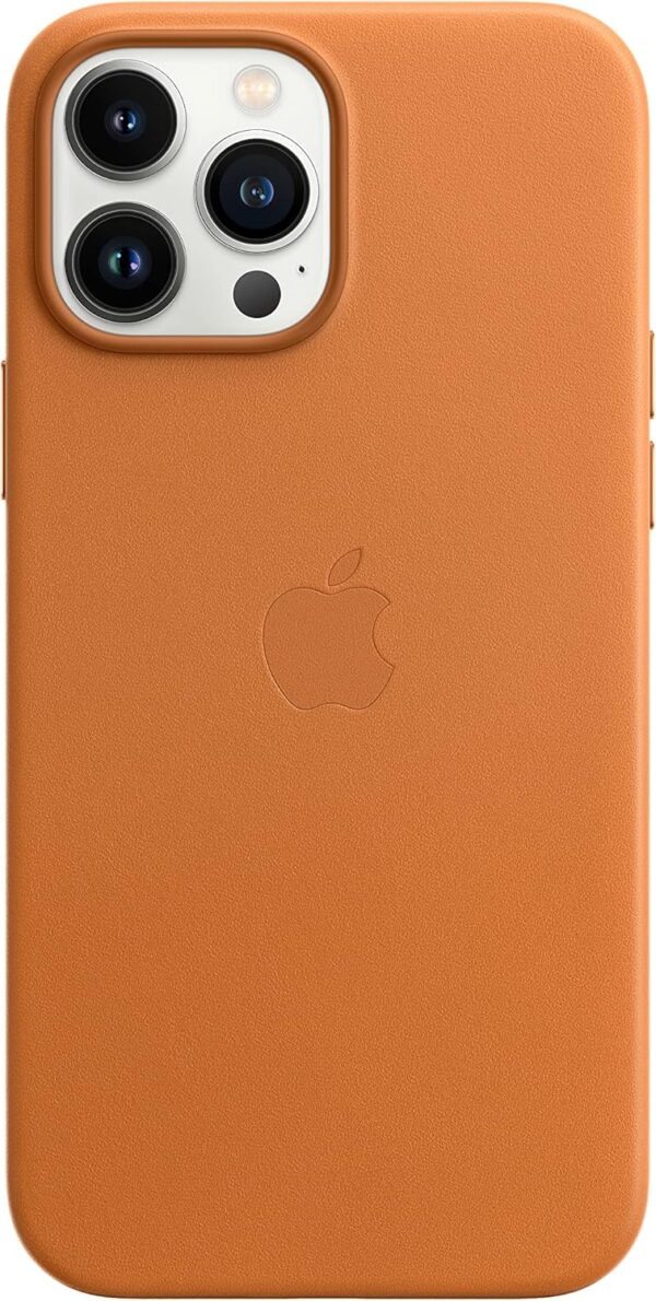 Luxurious Golden Brown MagSafe Leather Case for iPhone 13 Pro Max