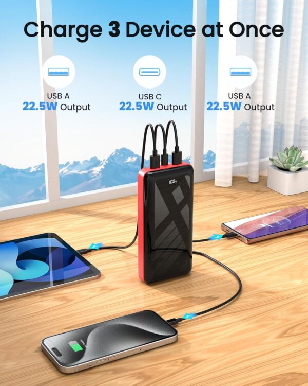 Portable Charger Power Bank 50000mAh, 22.5W Fast Charging Battery Pack, USB C Quick Charge 3 Outputs & 2 Inputs, LED Display, External Cell Phone Battery Bank for iPhone 16/15/14/13, Samsung, Android - Image 4