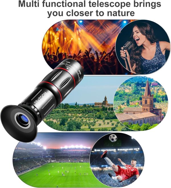 "Ultimate 28X Telephoto Lens Kit for iPhones: Elevate Your Smartphone Photography with E-Clip and Tripod!" - Image 4