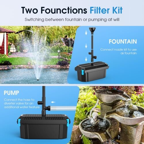 "Transform Your Pond Oasis: POPOSOAP 660GPH Filter & Fountain Kit for Crystal Clear Water and Stunning Features!" - 이미지 4