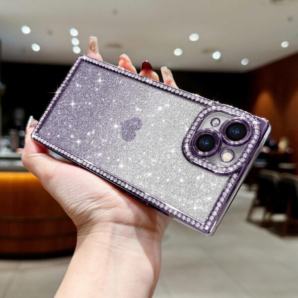 "Dazzling Heart Sparkle: Luxe Crystalline iPhone 14 Case for Glamorous Women and Girls" - Image 3