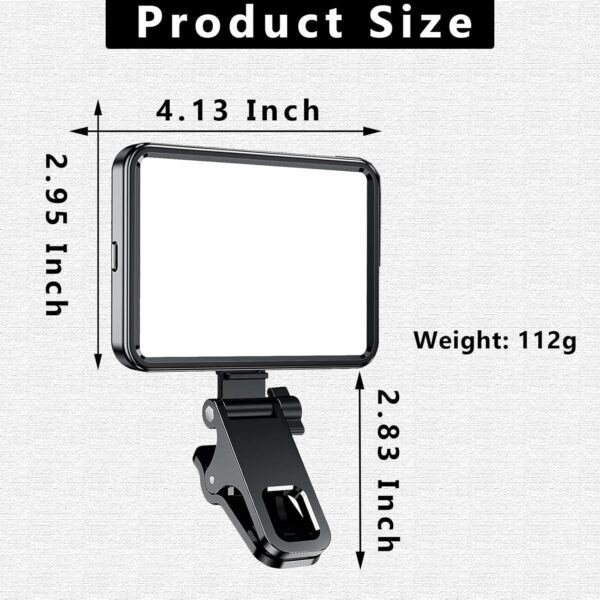 Rechargeable Soft Selfie Light for Phone, Camera, Laptop, 4-14H Battery Portable LED Light for Pictures, Phone Light Clip for Selfie, Vlog, TikTok, Makeup, Video Conference Black - Image 9