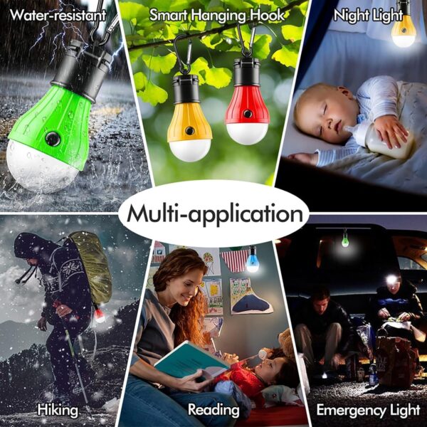 Tent Lamp 4 Packs Portable LED Tent Lights Clip Hook Hurricane Emergency Lights LED Camping Lights Bulb Camping Lanterns Camping Equipment for Camping Hiking Backpacking Outage - Image 5