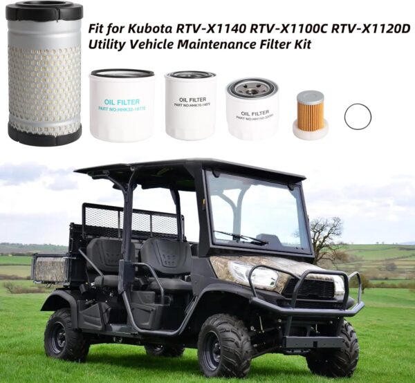 Maintenance Filter Kit Compatible With Kubota RTV-X1140 RTV-X1100C RTV-X1120D Utility Vehicle OE# HH150-32094 6A320-59930 HHK70-14070 HHK32-16770 1G319-11210 - Image 2