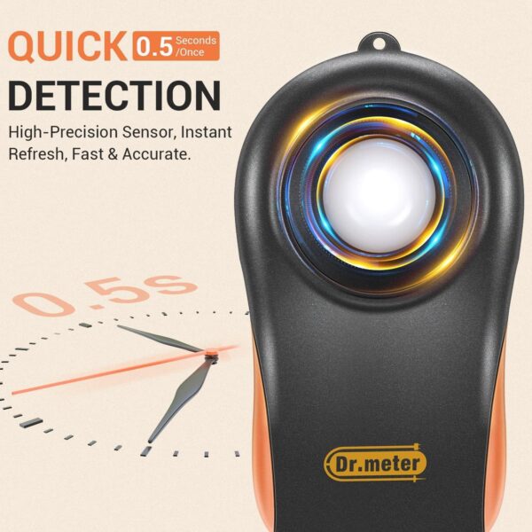 Dr.meter LX1330B Digital Illuminance Light Meter, 0-200,000 Measurement Range Lux Meter, Lighting Intensity Brightness Measurement for Indoor Outdoor, Light Meters for Plants - Image 3