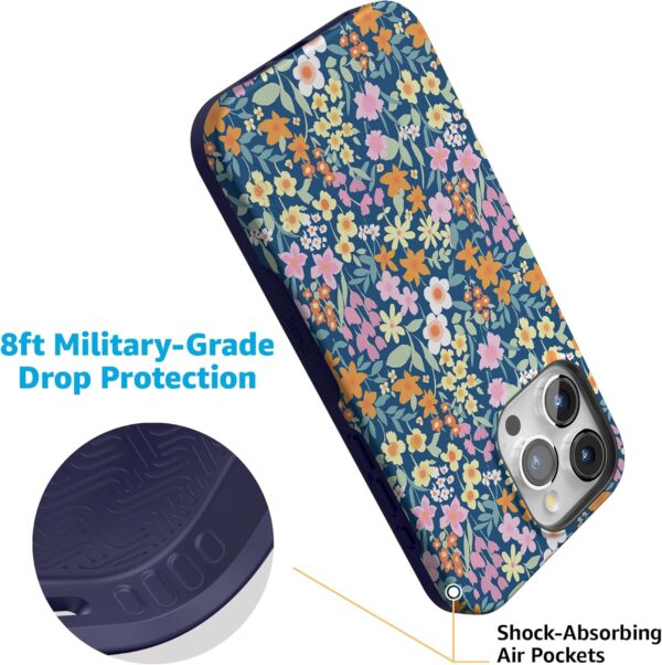Casely iPhone 15 Pro Case | Full Bloom | Navy Floral | Bold Case | Compatible with MagSafe and Action Button - Image 4
