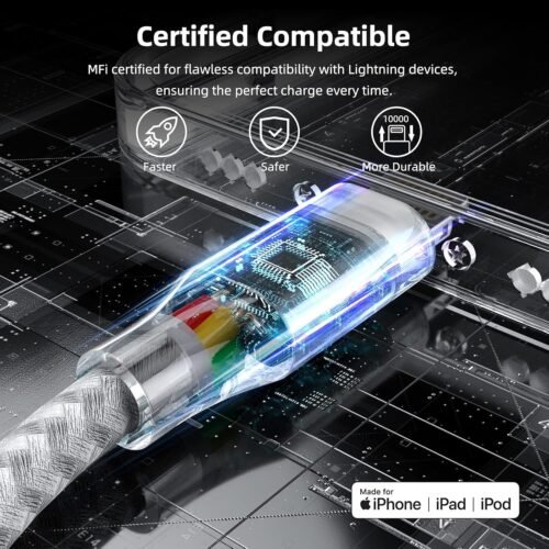 "Power Up: Premium 10ft Nylon Braided iPhone Charger Trio – Fast Charging & Apple MFi Certified!" - 이미지 2