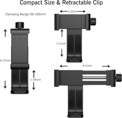 Versatile Ailun Phone Mount: Rotatable Tripod Adapter for iPhone & Android with Adjustable Clip for Ultimate Stability - 이미지 3