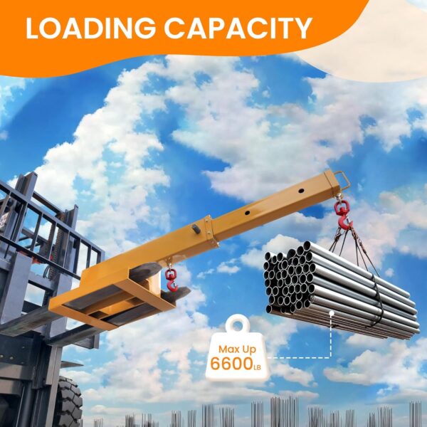 Versatile 6600lb Forklift Jib Boom Crane: Elevate Your Warehouse Efficiency with Dual Hook Mobility! - Image 2