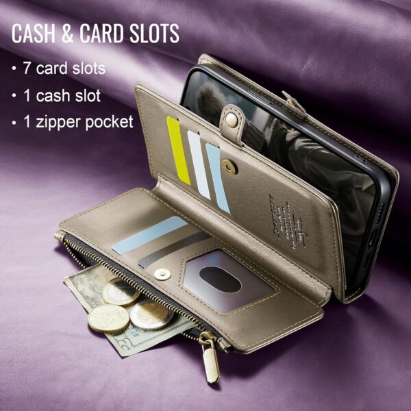 Chic Elegance: RFID-Blocking Desert Titanium Wallet Case for iPhone 16E with Stylish Flip Design and Wrist Strap - Image 8