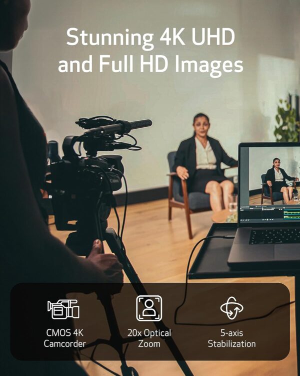 Unleash Your Creativity with the Canon XA60: A 4K UHD Camcorder Featuring an Intuitive Touchscreen and Powerful 20x Zoom! - Image 3
