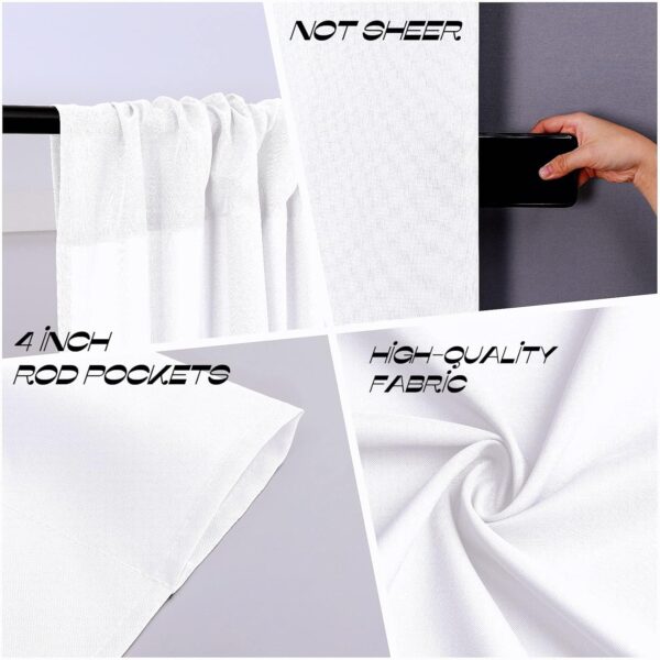 Joydeco White Curtains Backdrop for Wedding Parties, Photo Backdrop Curtains for Wedding Decorations Birthday, Wrinkle Free Polyester 5ft x 10ft Fabric Drape 2 Panels with Rod Pockets - Image 6