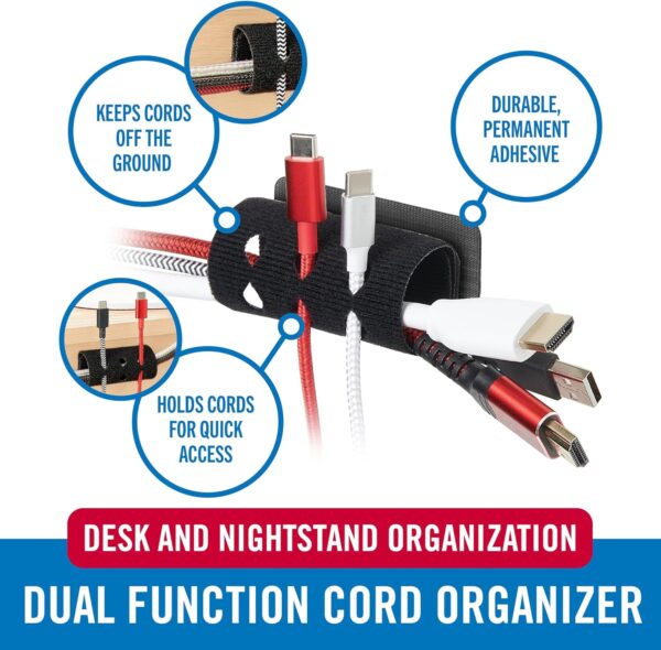 "Versatile Desk Duo: VELCRO® Cable Organizers for Effortless Cord Management and Stylish Nightstand Harmony" - Image 2