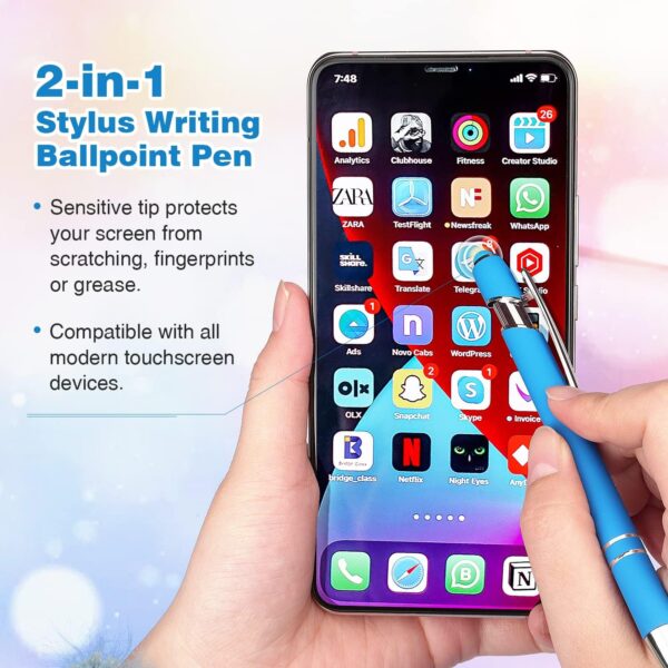 "Dual Delight: 8-Pack Retractable Ballpoint and Stylus Pens for Seamless Touchscreen Use" - Image 5