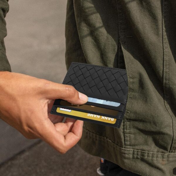 Unaone Slim Minimalist Wallet - Credit Card Holder, Leather Front Pocket Wallet Card Case for Men & Women, Black - Image 6