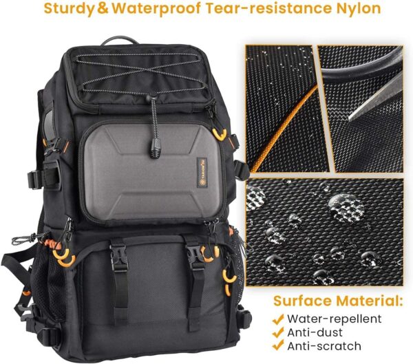 TARION Pro 2 Bags in 1 Camera Backpack Large with 15.6" Laptop Compartment Waterproof Rain Cover Extra Large Travel Hiking Camera Backpack DSLR Bag - Image 9
