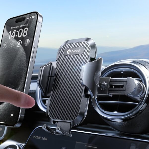andobil Phone Holders for Your Car - Round Air Vent Phone Mount with Ultra-Strong Metal Clip, 360° Rotation & Anti-Shake Design for iPhone 16/15/14/13/12 Pro Max/Samsung Galaxy S24/Android