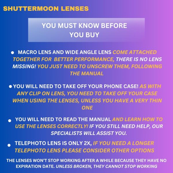 SHUTTERMOON Camera Lens Kit Smartphones/Pixel/Samsung/Android Phones Camera. 2xTele Lens ZoomLens+Fisheye Lens+0.36XSuper Wide Angle Lens & 20X Macro Lens CPL.Blue &Red Filter Filter - Image 5