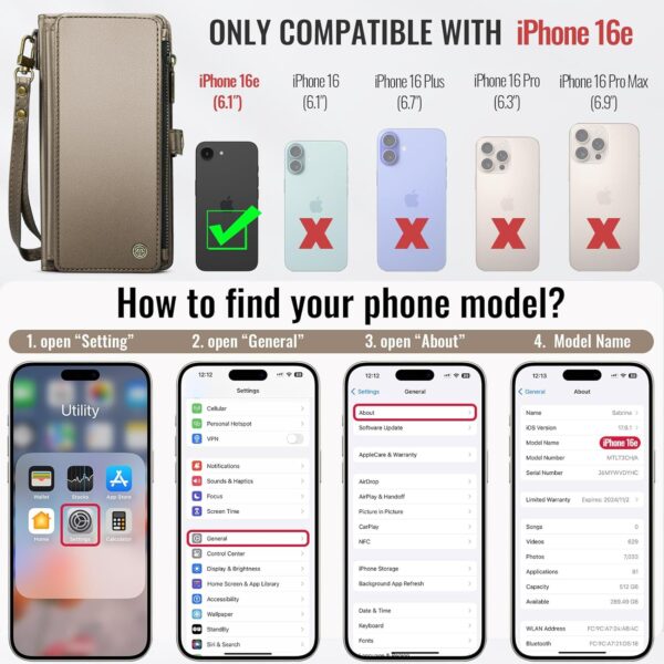 Chic Elegance: RFID-Blocking Desert Titanium Wallet Case for iPhone 16E with Stylish Flip Design and Wrist Strap - Image 2