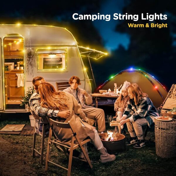 OGERY Camping String Lights, 4 in 1 Quick Storage 32.8FT Rechargeable Tent Lights String with 8 Lighting Modes, Hanging Waterproof Portable LED Lamp for Outdoor Patio Awning Garden Party Essentials - Image 8