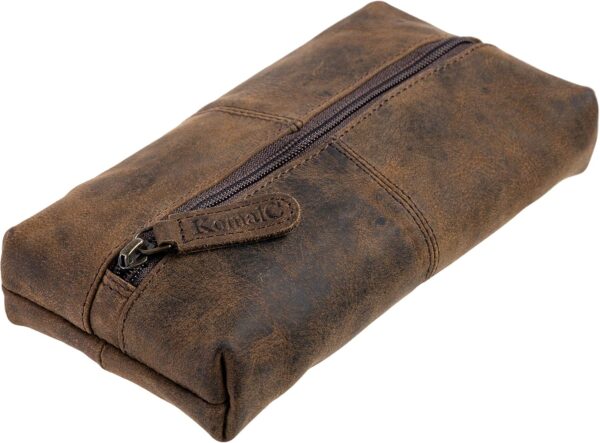 KomalC Genuine Buffalo Leather Zip-Lock Cosmetic & Pencil Pouch – Versatile Makeup and Stationery Case - Image 6
