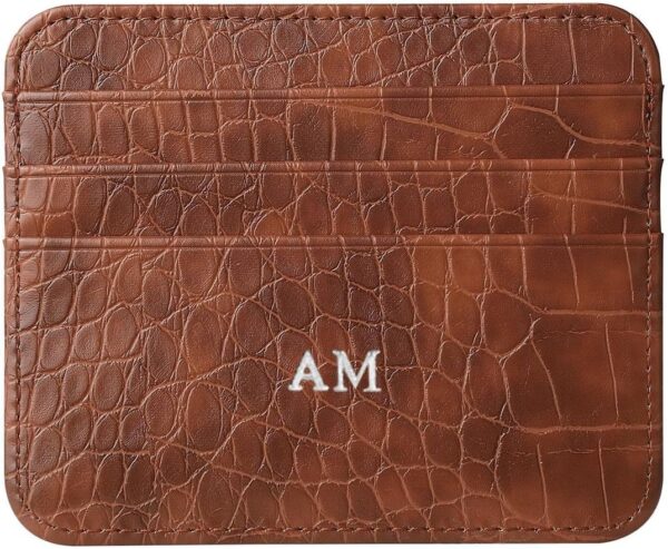 Elegant Minimalist Leather Wallet: Custom Gold & Silver Initial Card Holder for Every Pocket - Image 2