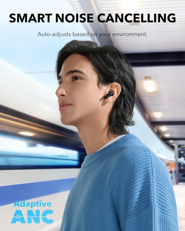 Soundcore P40i by Anker, Noise Cancelling Wireless Earbuds, Adaptive Noise Cancelling to Environments, Heavy Bass, 60H Playtime, 2-in-1 Case and Phone Stand, IPX5, Wireless Charging, Bluetooth 5.3 - Image 3