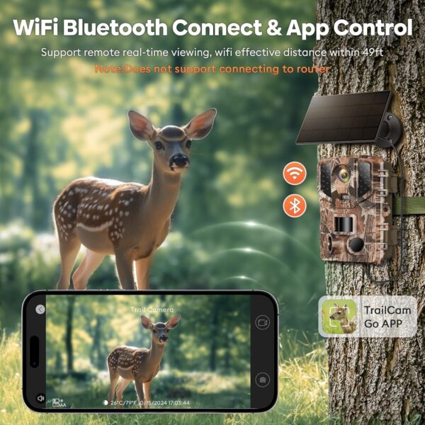 Solareye Trail Camera WiFi - 48MP 2.7K Game Camera with Night Vision Motion Activated with 32GB SD Card,120° Detection Angle,Built-in 5000mAh Battery 0.2s Trigger Speed IP66 for Wildlife Monitor (US) - Image 2