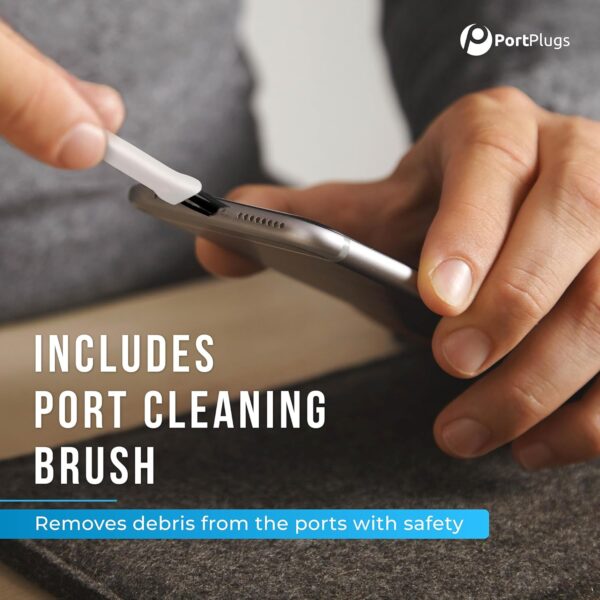 "Ultimate Protection: 10-Pack Clear Port Plugs for iPhone & AirPods with Handy Cleaning Brush!" - Image 5