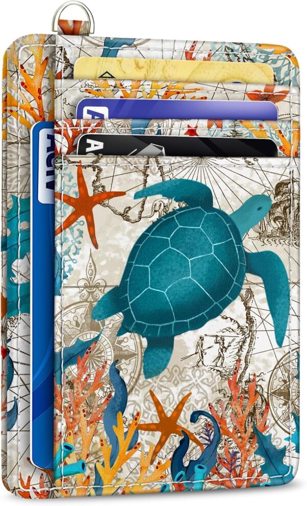 "Charming Sea Turtle Slim RFID Wallet: A Playful and Practical Card Holder for Women on the Go!"