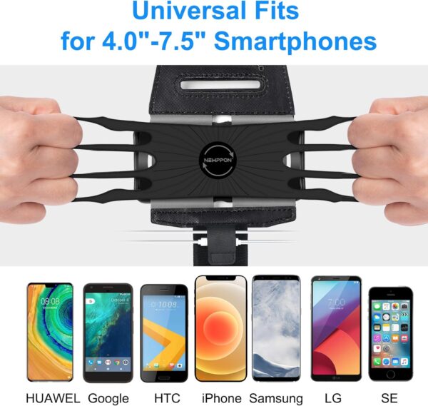 Cell Phone Running Armband - Detachable & 360° Rotatable Universal Cellphone Arm Band for iPhone 16 15 14 13 12 Pro Max Plus Samsung Galaxy Note S24 S23 for Workout Exercising Walking Jogging - Image 3