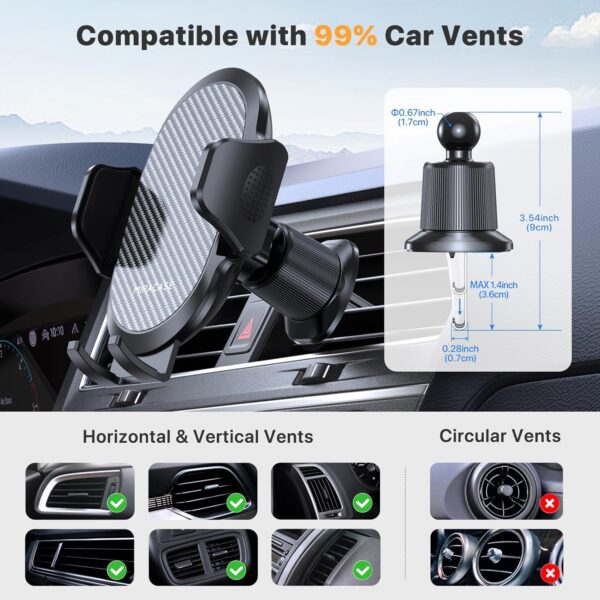 Miracase Phone Holders for Your Car with Metal Hook Clip, Air Vent Cell Phone Stand Car Mount, Universal Automobile Cradle Fit for iPhone Android and All Smartphones, Dark Black - Image 5