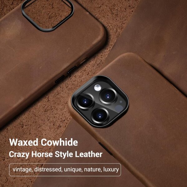 "Vintage Luxe: Belemay's Slim Fit Leather Case for iPhone 14 Pro with Magnetic Marvels" - Image 2