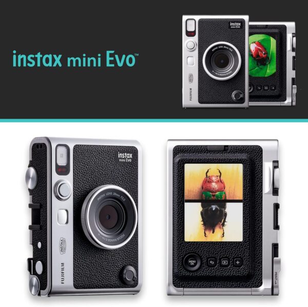 Capture the Moment: Fujifilm Instax Mini EVO Hybrid Instant Camera Bundle with Film, Memory Card & Chic Black Case! - Image 2