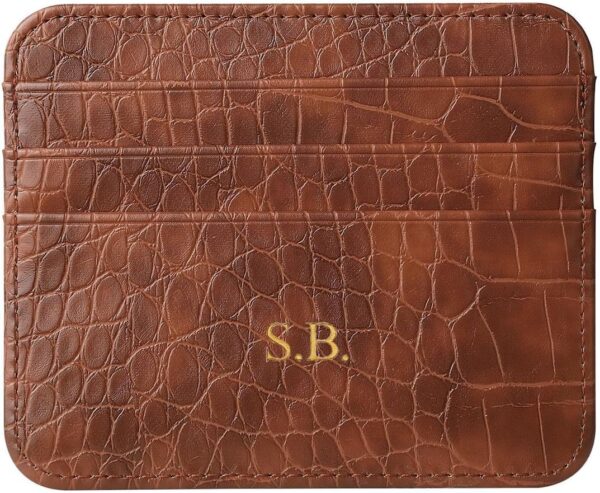 Elegant Minimalist Leather Wallet: Custom Gold & Silver Initial Card Holder for Every Pocket