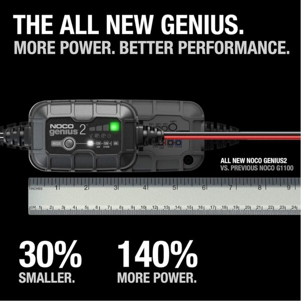 NOCO GENIUS2, 2A Smart Car Battery Charger, 6V and 12V Automotive Charger, Battery Maintainer, Trickle Charger, Float Charger and Desulfator for Motorcycle, ATV, Lithium and Deep Cycle Batteries - Image 2