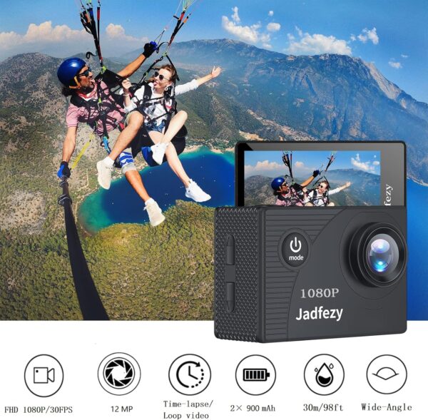 Unleash Adventure: The Ultimate FHD 1080P Waterproof Action Camera Bundle with Dual Batteries & Versatile Accessories! - Image 2